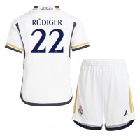 Dres Real Madrid Antonio Rudiger #22 Domáci pre deti 2023-24 Krátky Rukáv (+ trenírky)
